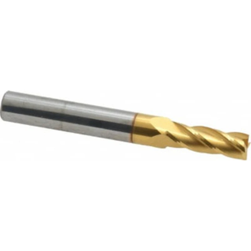 KYOCERA SGS 17/64, 3/4 LOC, 5/16 Shank Diam, 2-1/2 OAL, 4 Flute, Solid Carbide Square End Mill Single End, TiN Finish...
